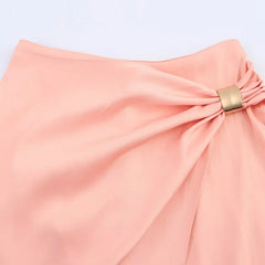 2 Piece High-Waist Midi Skirt & Backless Halter Crop Top