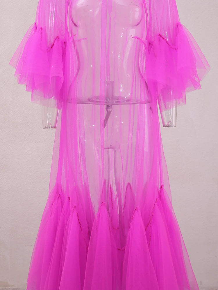 Robe en mailles de volants
