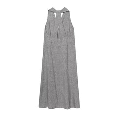 V-neck Halter Backless Midi Dress