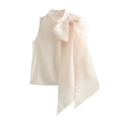 Women’s Chic Stand Collar Big Bow Blouse