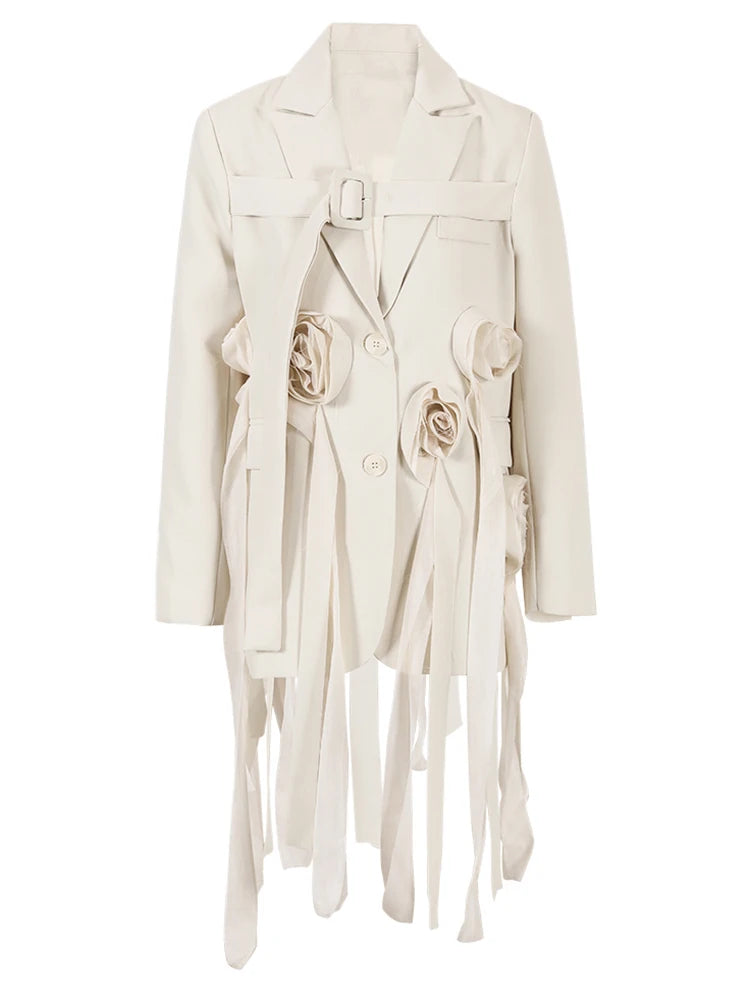 Flower Irregular Long Blazer