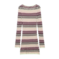 Textured Slim Sweater Dress – Striped Long Sleeve Mini With Round Neck