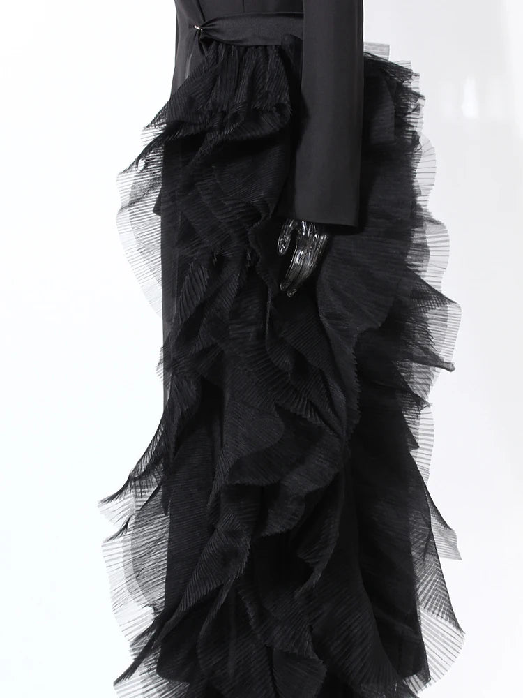 Veste longue maille irrégulière noire