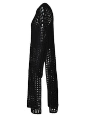 Robe de chemise longue en tricot noir chic