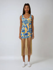 Floral Tassel Cami Zip Dress