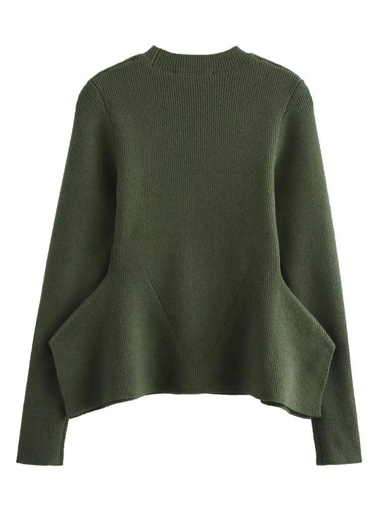 Pull d'ourlet en tricot vert