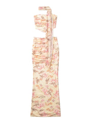Floral Corset Two-piece Set – Halter Top & Midi Skirt Co-ord