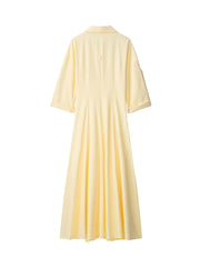 Elegant Lapel Shirt Dress – a-line Long Dress With Half Sleeves