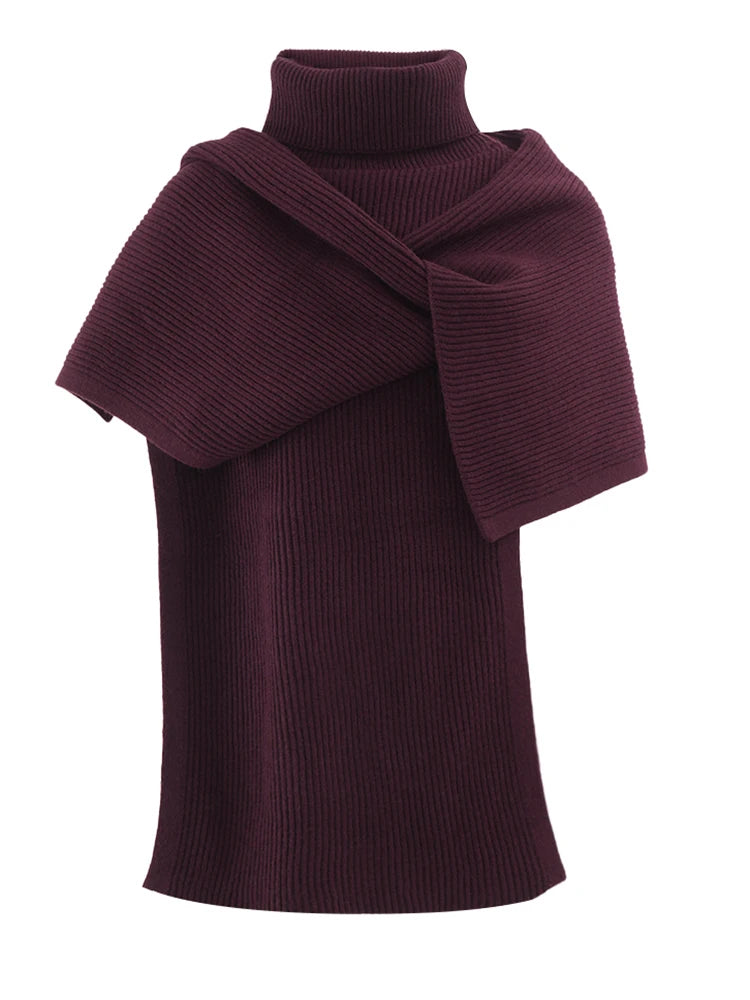Vin à col roulé en tricot rouge