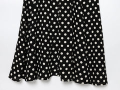 Black Boho Dot Midi Dress – Sleeveless O-neck Summer Style