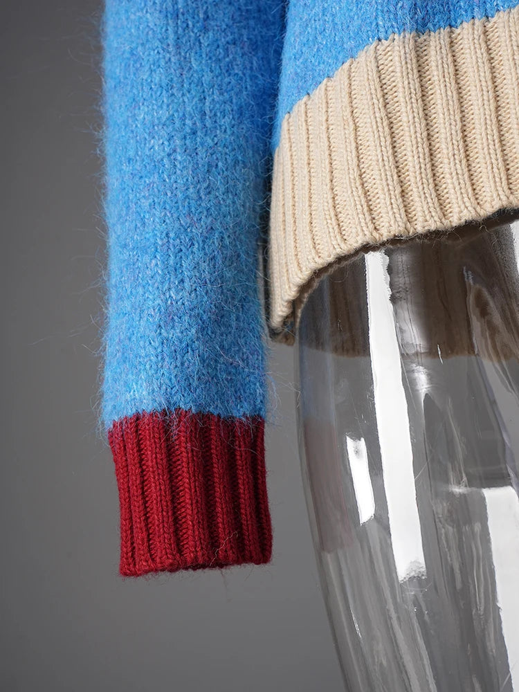 Pull à col multicolore