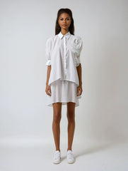 White Three-Dimensional Flower Irregular Dress