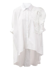 White Three-Dimensional Flower Irregular Dress