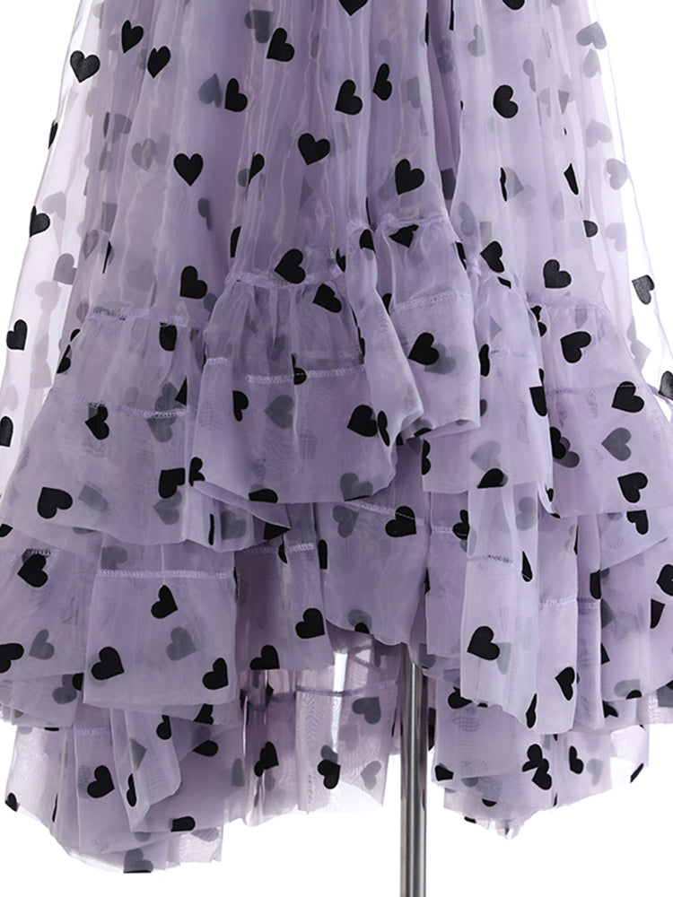 Jupe imprimée en tulle A-line