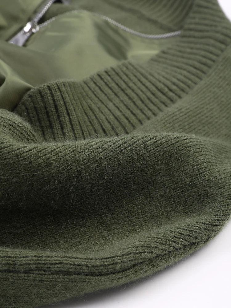 Veste à glissière en V: Streetwear vert épissé