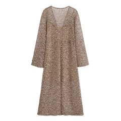 Sequined Translucent Midi Dress