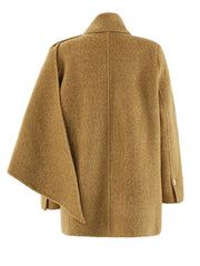 Woolen Scarf Collar Coat – Sculptural Silhouette in Cotton-poly Blend