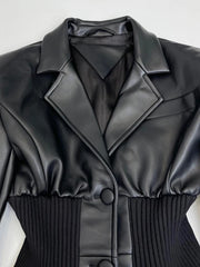 Blazer à la taille élastique en faux cuir