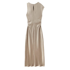 Asymmetrical Folded Midi Dress – High Street One-shoulder Elegance