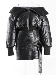 Zipper Jacket & Mini Skirt Set – Structured Street Style in Pure Cotton