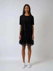 Layers Mesh Panel Dress – Cotton-poly Sheer Fluidity