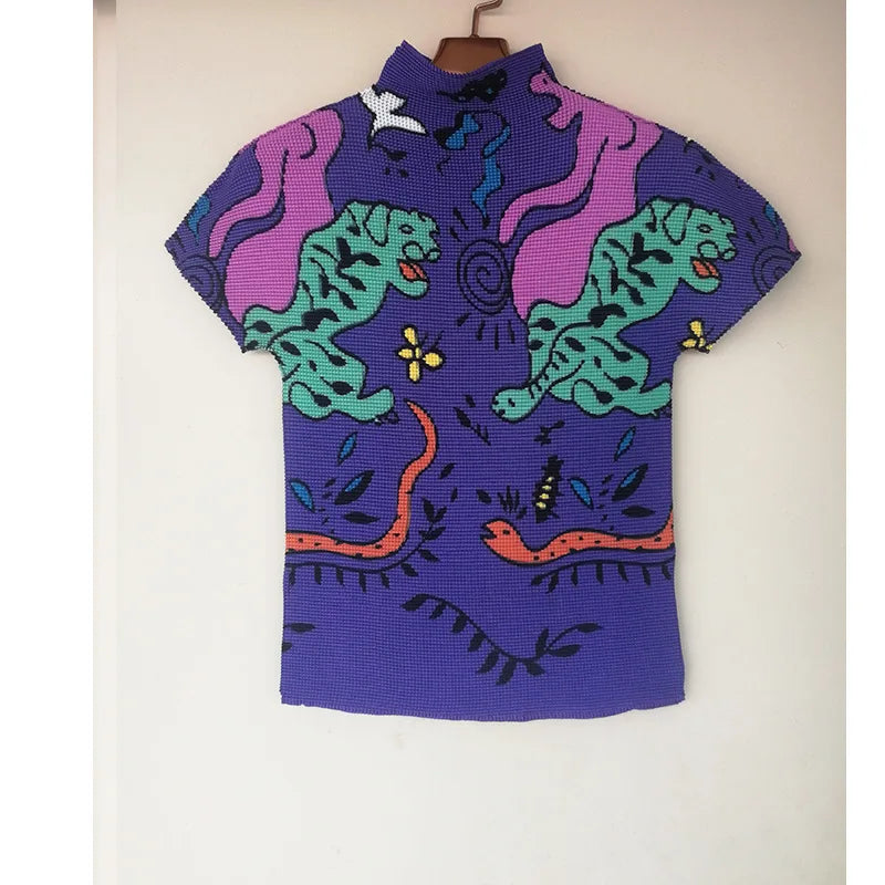 T-shirt plissé à col roulé