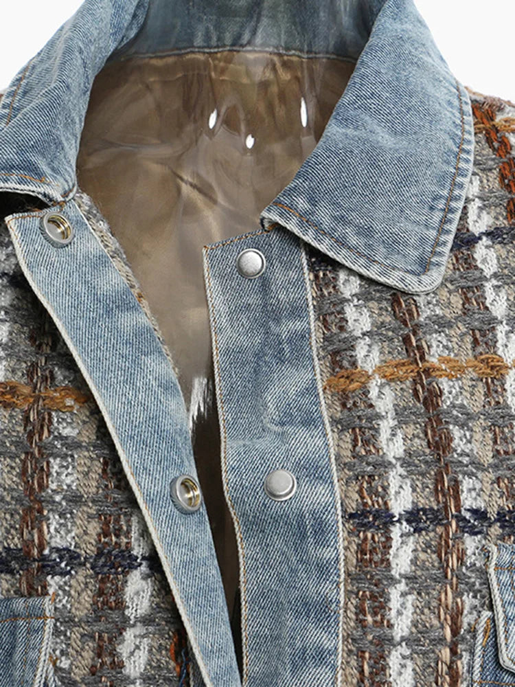 Veste en tweed à plaid en denim