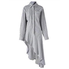 Striped Ruffles Blouse – Fluid Femininity in Stretch Jersey Knit
