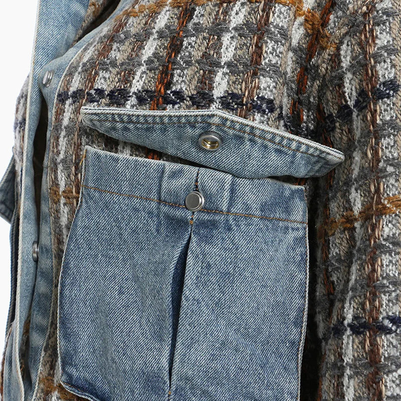 Veste en tweed à plaid en denim