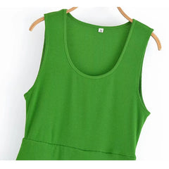 Green Pleated Knitted Maxi Dress