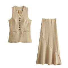 Vintage Vest & Midi Skirt Set