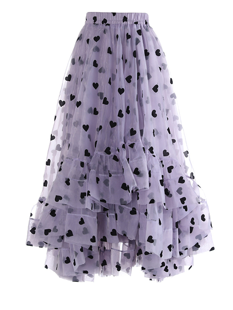 Jupe imprimée en tulle A-line