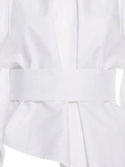 Chemisier à manches bouffantes blanches chics