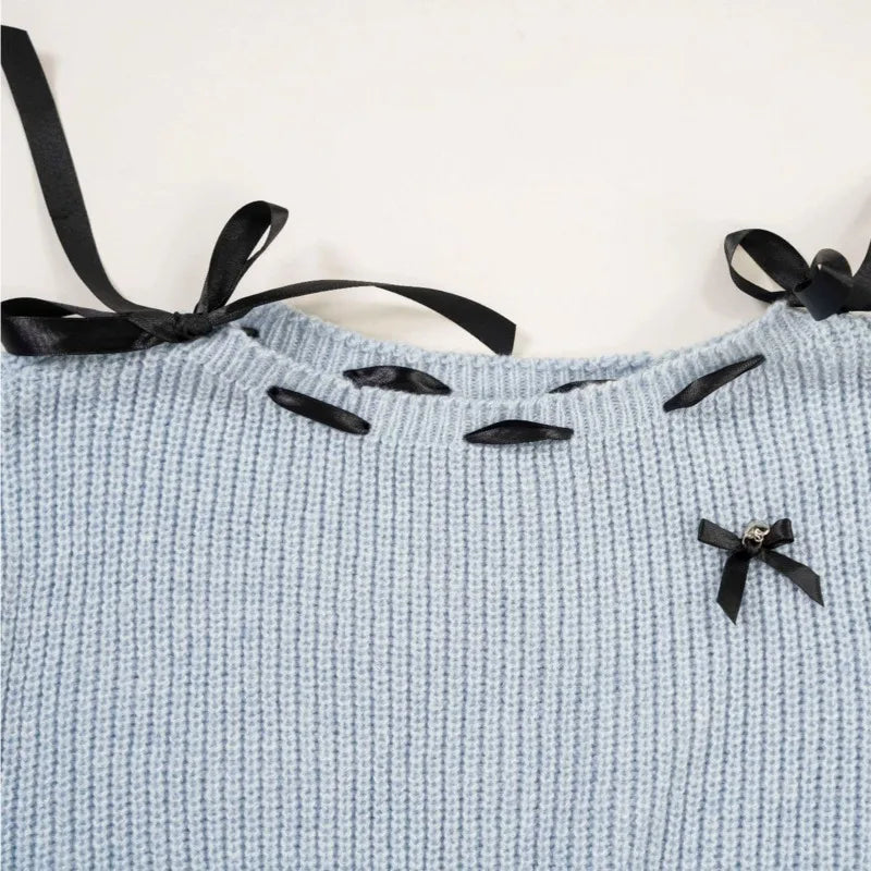 Pull en tricot à bowknot