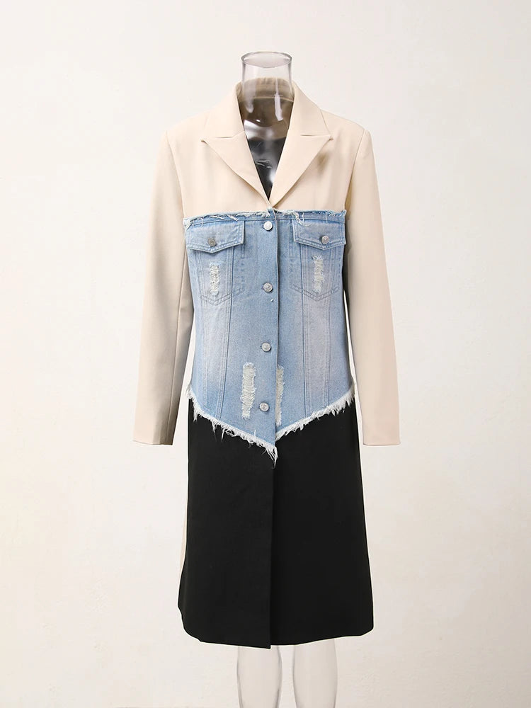 Veste de blazer en couleur en jean