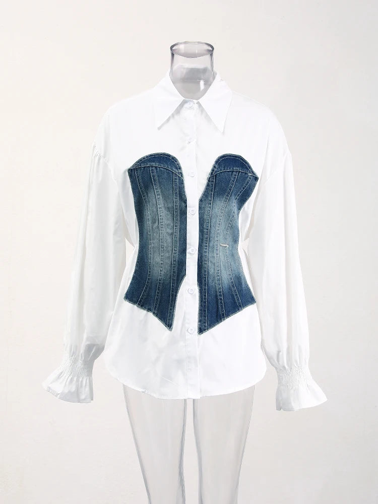 Denim Patchwork Blouse