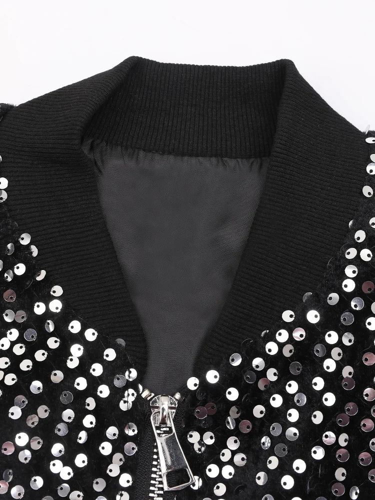 Veste à paillettes noires