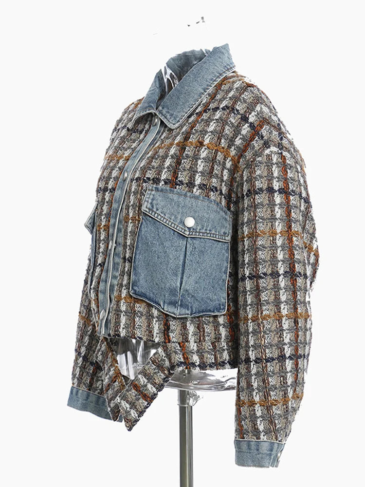Veste en tweed à plaid en denim