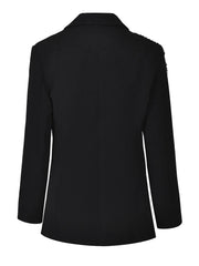 Black Rhinestone Floral Embellished Blazer