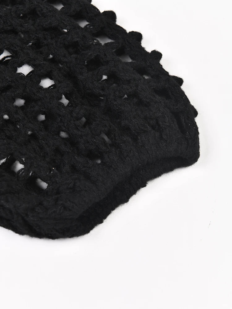 Robe de chemise longue en tricot noir chic