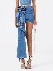 Rose Denim Mini Skirt