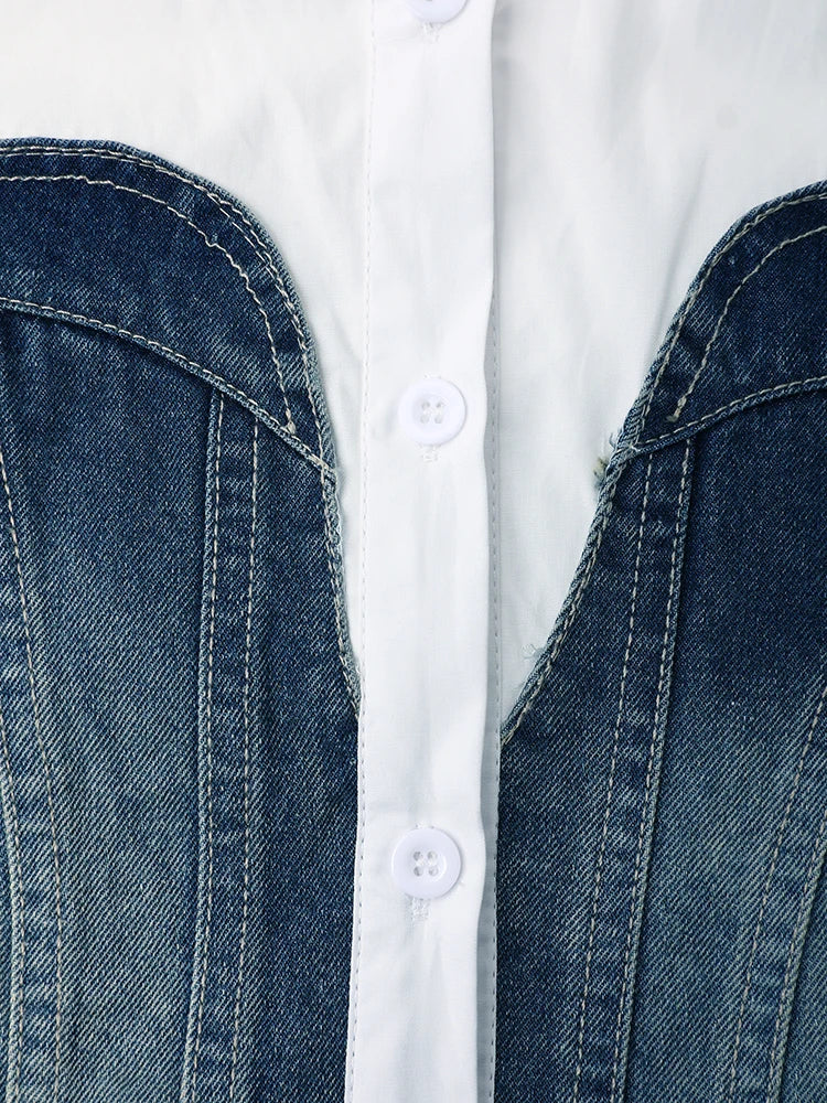 Denim Patchwork Blouse