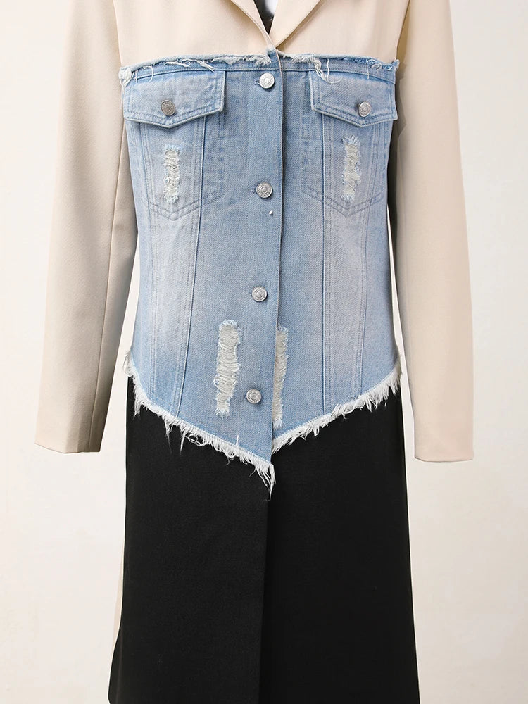 Veste de blazer en couleur en jean