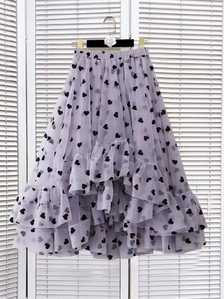 Jupe imprimée en tulle A-line