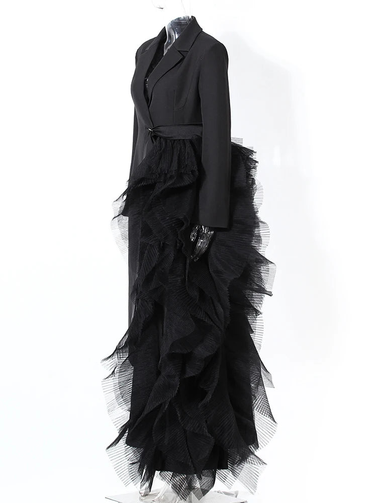 Veste longue maille irrégulière noire