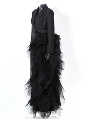 Veste longue maille irrégulière noire