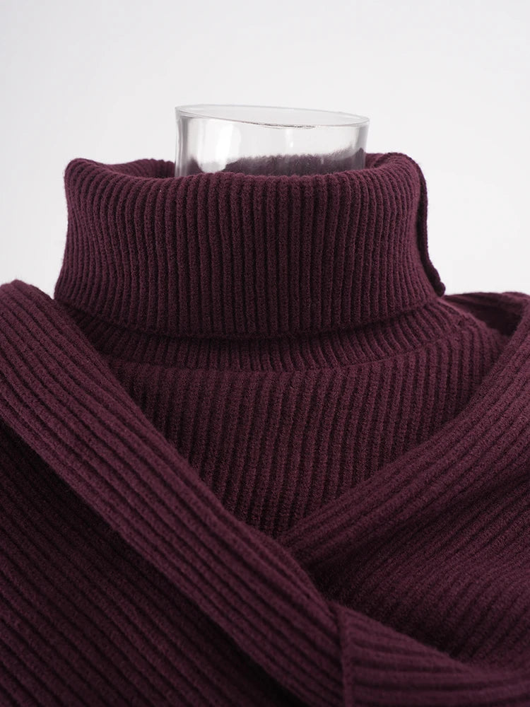 Vin à col roulé en tricot rouge