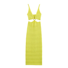 Hollow Knit Spaghetti Strap Dress