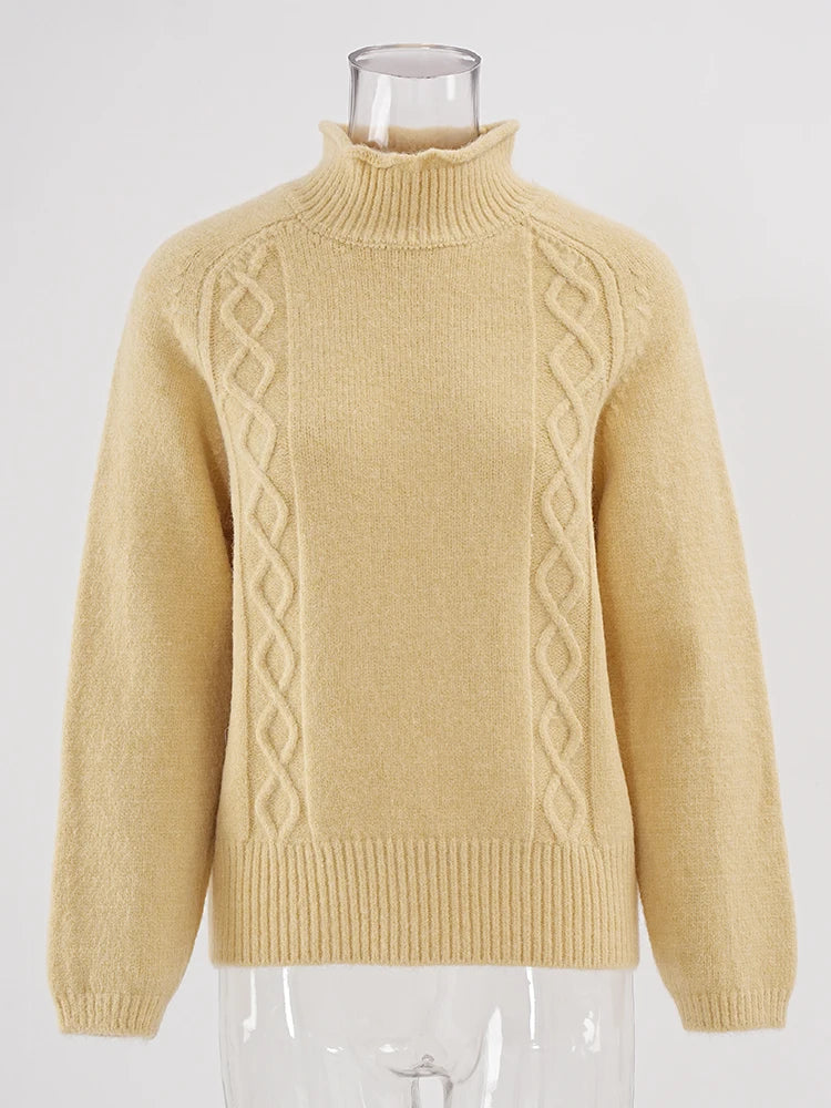 Pull en tricot à col roulé bleu confortable