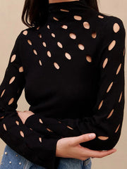 Chic Hollow Mock Neck Treepul Tullover